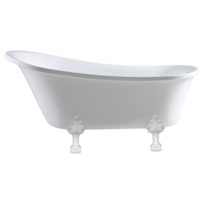 Fienza Clawfoot Freestanding Acrylic Bath, Semi-Gloss White Feet