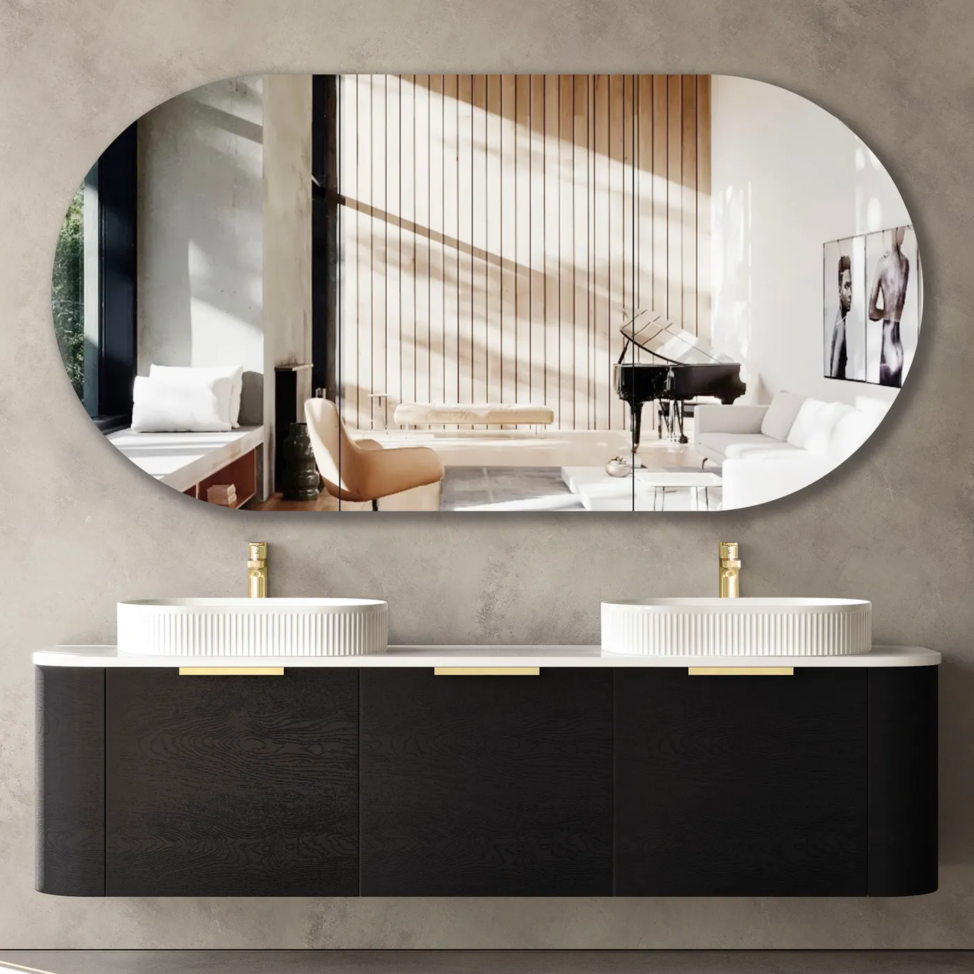 Otti Bondi Black Oak 1800X460 Curve Vanity Only