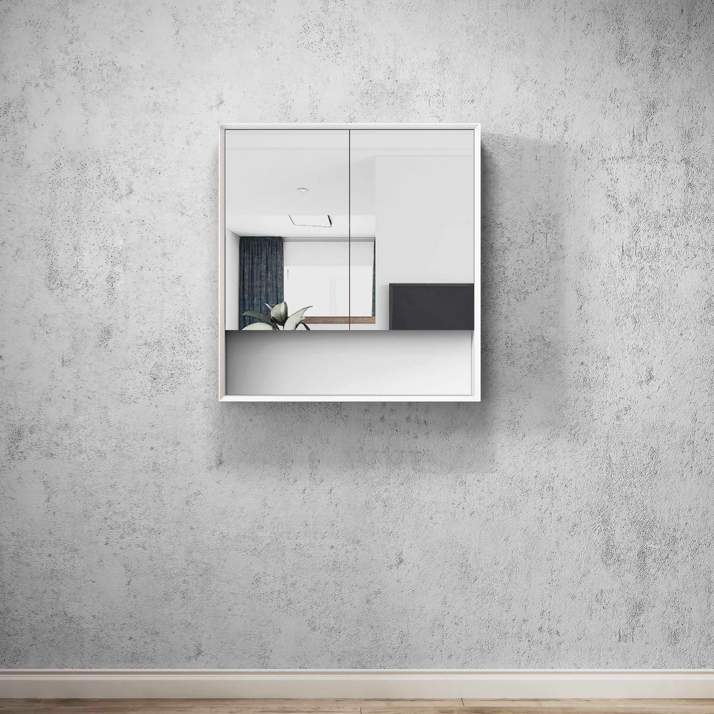 Boston Matte White Shaving Cabinet 750x800mm