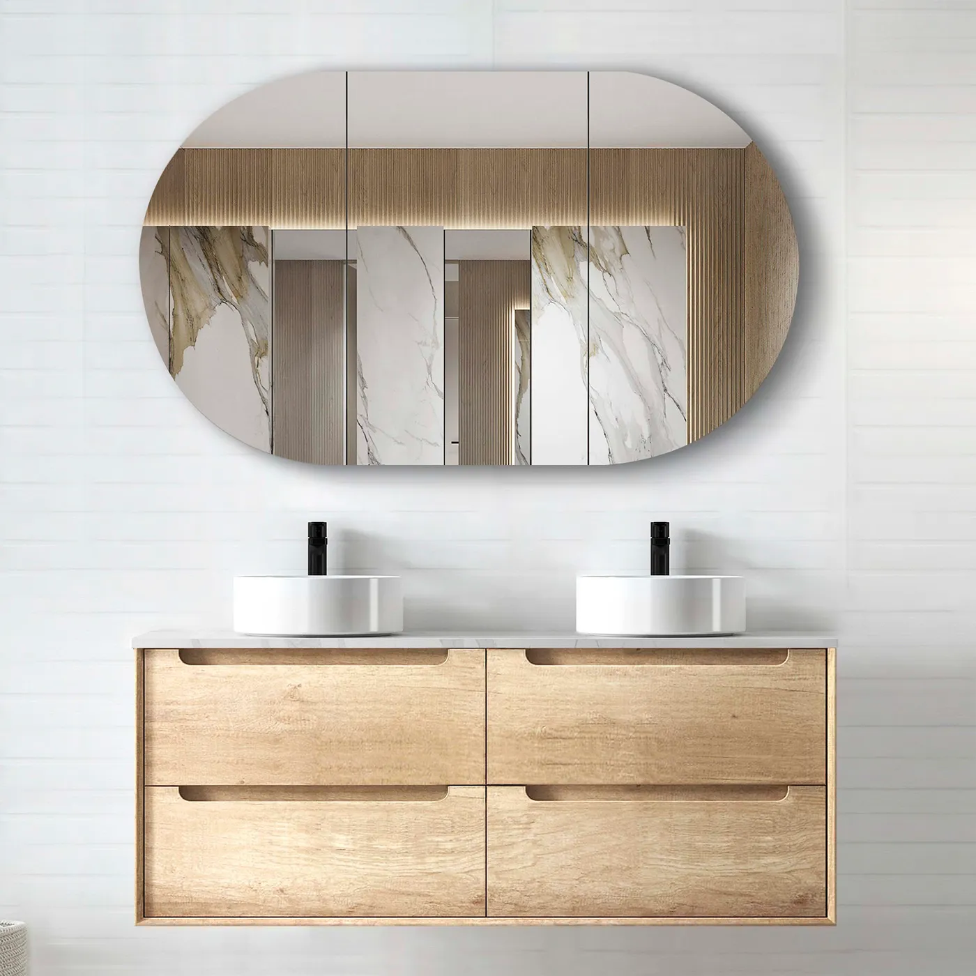 Byron Natural Oak Vanity Only Double Basin 1200mm