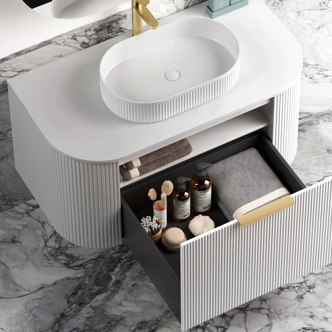 Bondi Satin White Fluted Vanity Only & Fienza Toilet Promotion