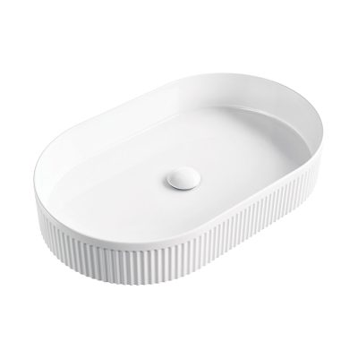 Fienza Eleanor Oval Above Counter Fluted Basin, White Gloss