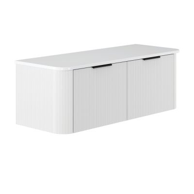 Fienza Minka Curved Satin White 1200mm Wall Hung Cabinet