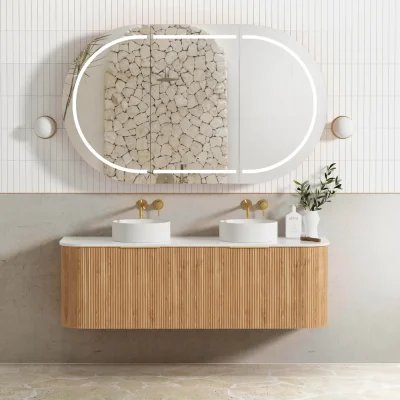 Otti Bondi 1500mm Woodland Oak Fluted Curve Vanity Only