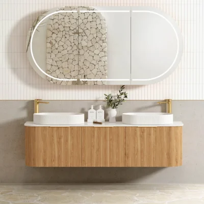 Otti Bondi 1800mm Woodland Oak Fluted Curve Vanity Only