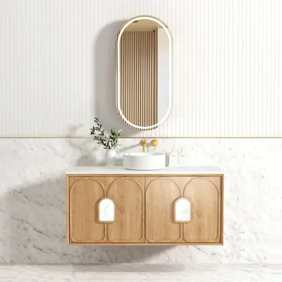 Otti Laguna 1200mm Natural American Oak Wall Hung Vanity - Cabinet Only