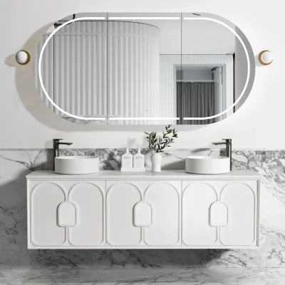 Otti Laguna 1800mm Satin White Wall Hung Vanity - Cabinet Only