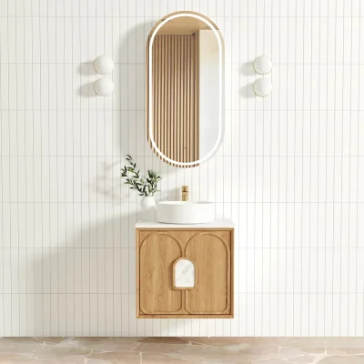 Otti Laguna 600mm Natural American Oak Wall Hung Vanity - Cabinet Only